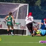 Egypt conceding one of the goals in their match against South Africa
