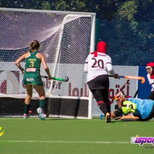 Egypt conceding one of the goals in their match against South Africa