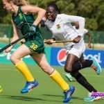 Ghana’s Umaru Nafisatu gives her South African a hot chase in their game today