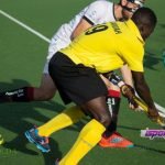 Alfred Ntiamoah of Ghana in a fight for the ball with an Egyptian player